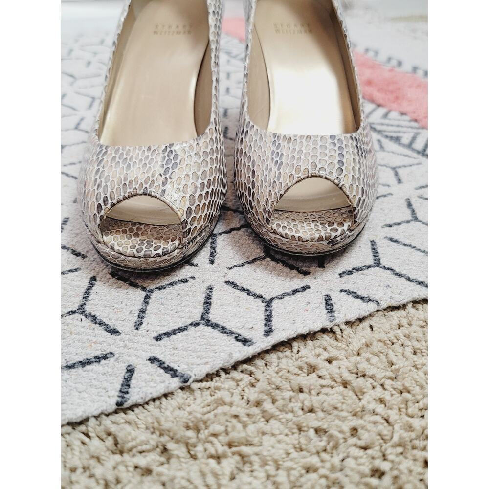 Stuart Weitzman Faux Python Patent Leather Peep T… - image 4